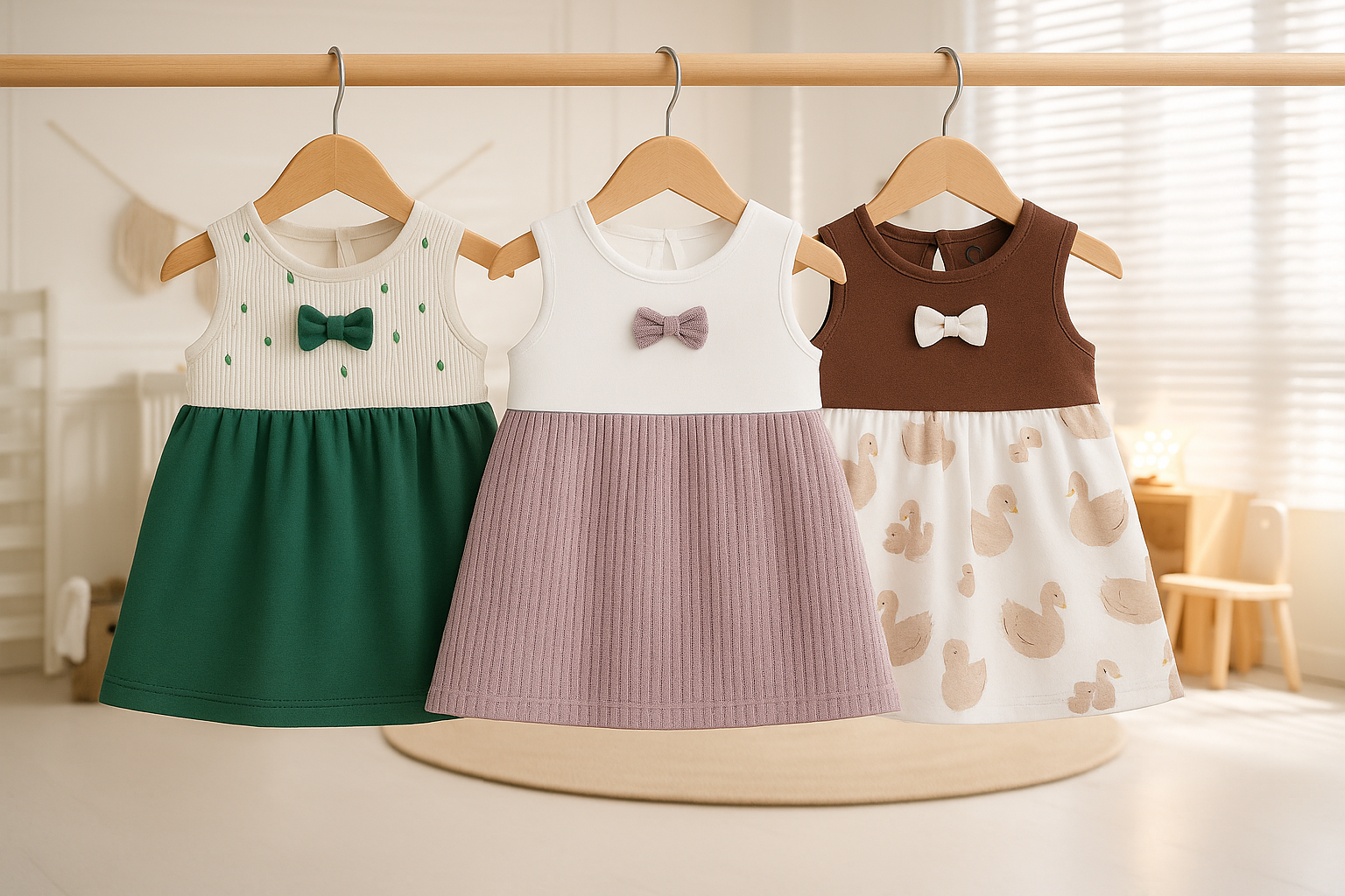 Fashion Sweet & stylish kids’ dresses- Sleeveless Mini Frocks in three fun combos! 🌿👑 Sizes M, L, XL.    10% Off + Free Delivery