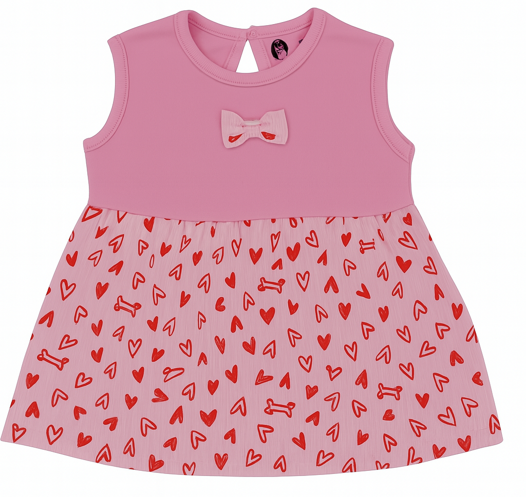 Triple the cuteness, triple the style! 🌈👧 Three adorable sleeveless dresses – green teardrop, pink heart & coral bow – in sizes M, L, XL.  🚀 10% Off + Free Delivery