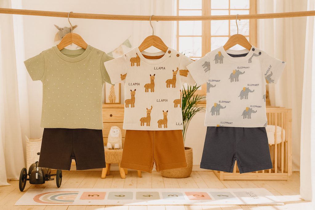 Baby Soft Cotton Kidswear Shorts and T-shirt Combo – Cute Animal Prints  🌈 Sizes Available: M, L, XL        10% Off + Free Delivery