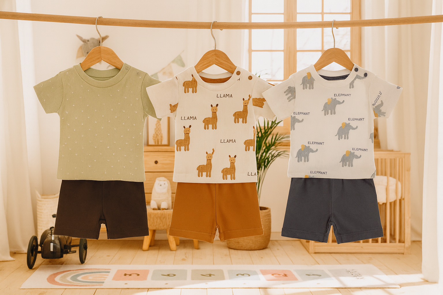 Baby Soft Cotton Kidswear Shorts and T-shirt Combo – Cute Animal Prints  🌈 Sizes Available: M, L, XL        10% Off + Free Delivery