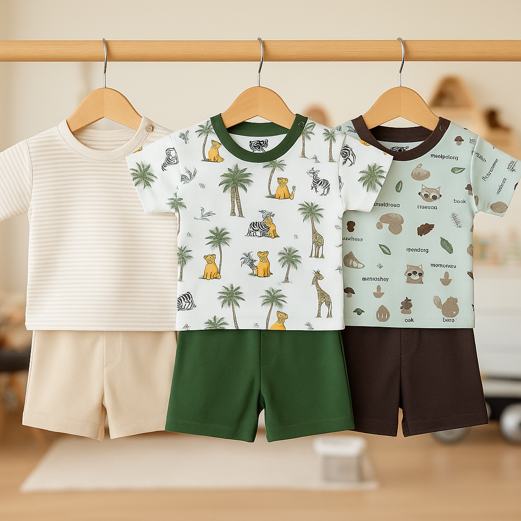 Bestselling Summer Tee & Shorts Set for Boys  🌈 Sizes Available: M, L, XL  10% Off + Free Delivery