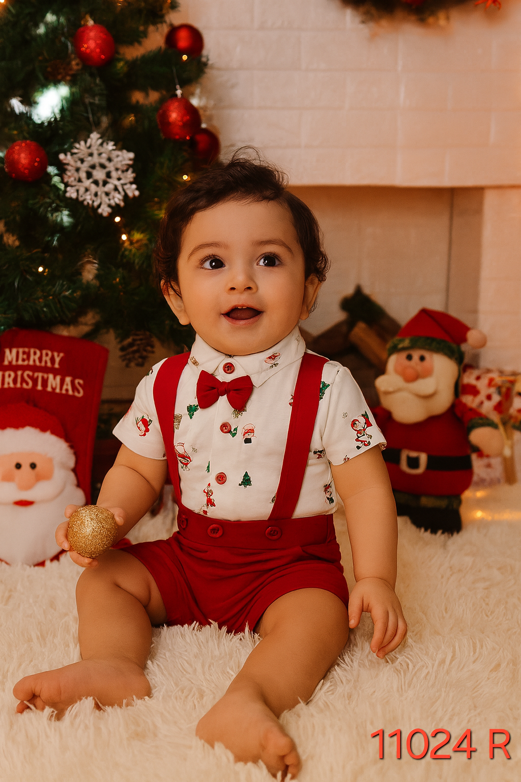 Christmas Special Festive holiday outfit for little ones! 🎄 White crisp shirt with red shorts and matching suspenders.                                                 10% Off + Free Delivery
