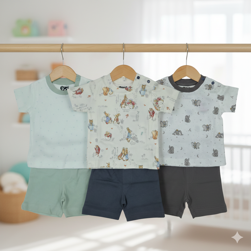 Soft and Stylish 3 Piece Baby T-shirts and Shorts Combo Love Wraps Premium Collection 10% Off + Free Delivery